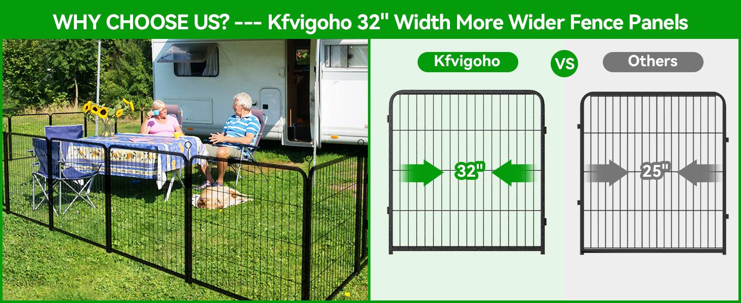 Dog Playpen Outdoor Extra Wide 12 Piece Panels Heavy Duty Anti-Rust Coating-Strengthened Dog Fence 40" Height with Doors Portable for RV Camping Yard, Total 32FT, 79 Sq.ft, Snowy Black PS781