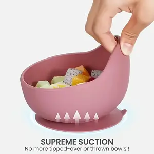 Silicone Bowl with Suction Cup Base, Durable and Safe Design, Perfect for Kids' Meals, Easy to Clean and Store, Silicone Feeding Utensils, Toddler Utensils