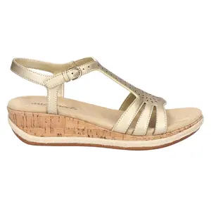 Easy Street Womens Dorinda Cut Out Metallic Espadrille Slingback Casual Sandals Casual Low Heel 1-2" - Gold