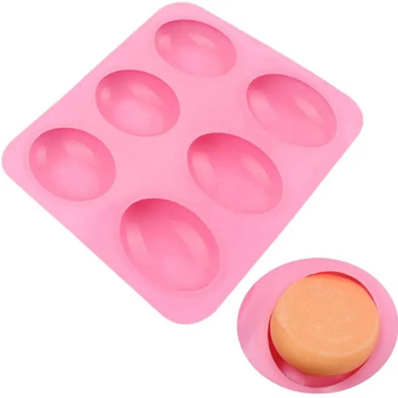 1pc 6 holes oval soap mold Silicone Molds