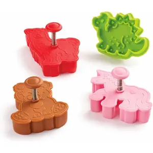 Cookie Cutters, Set of 4, Spring-Action Embossing Cutters For Cookies, Fondant, And Pastry Dough
