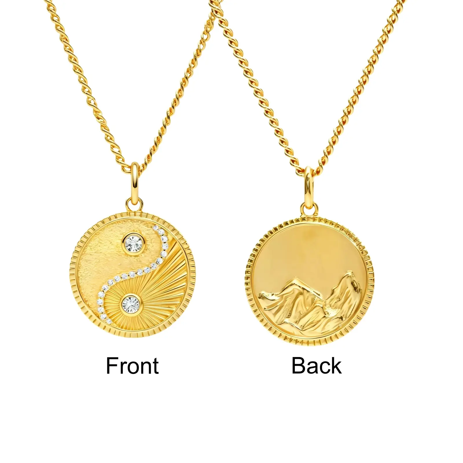 Women's Gold-Silver Mountain Metal Pendant Necklace, CZ Imitation Diamond Charm, Copper Chain Fashion Female Costume Jewelry, Gift Ideas