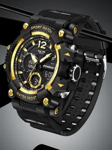 Men's Sportive Digital Analog Quartz Watch, Fashionable Waterproof Luminous Watch with Silicone Strap, Trendy Watch for Daily Life, Sporty Waterproof Watch