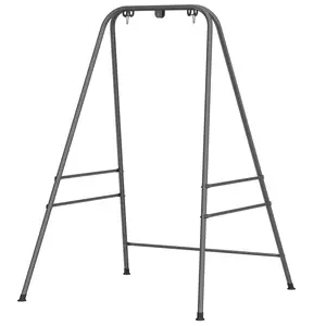 Sturdy Gray Hammock Stand with Anti-Slip Base & Safety Carabiners, Supports Various Swing Chairs for Creating a Cozy Corner in Living Room, Bedroom, Porch or Garden, Easy Assembly