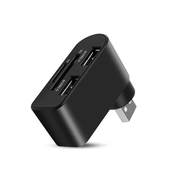 4-in-1 Rotatable USB Hub with SD/TF Card Reader – Plug & Play Multi USB Splitter for Laptop, MacBook, PC | Fast Data Transfer 480Mbps