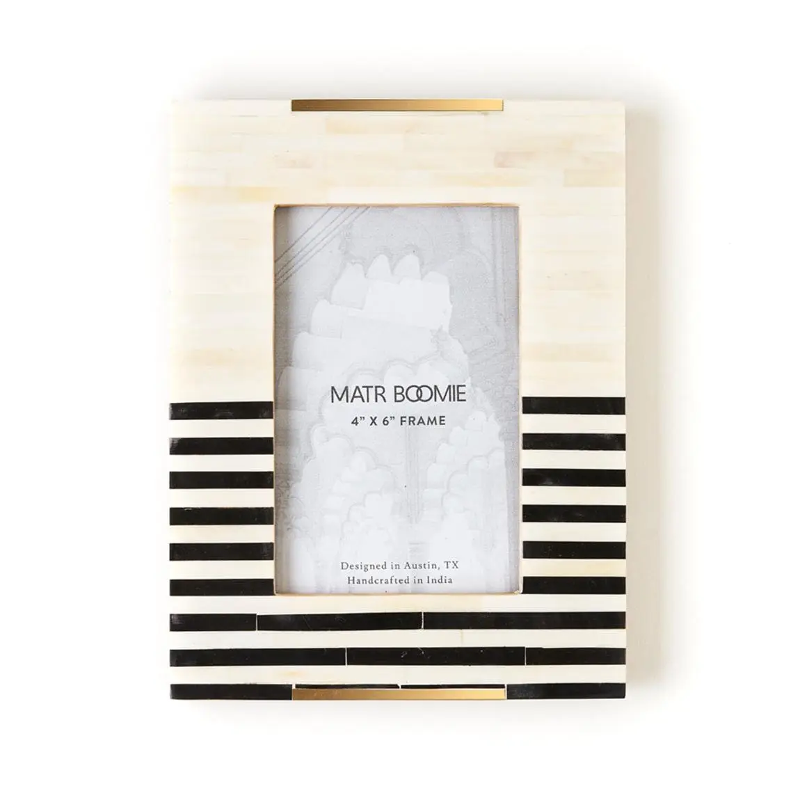 Stripe 4x6 Black & White Picture Frame - Handcrafted Bone by Matr Boomie