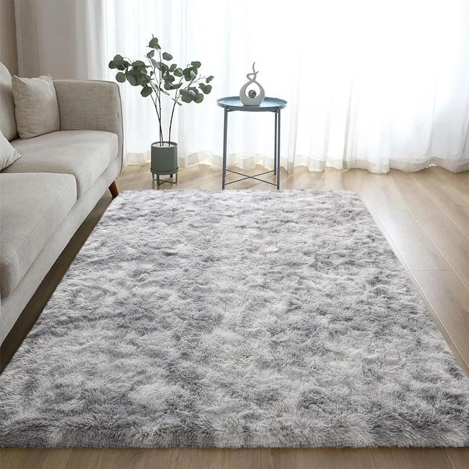 Christmas Solid Fluffy Shaggy Rug, 1 Count Soft Rectangle Carpet, Anti-slip Large Bedroom Bedside Area Rug, Plush Floor Mat for Indoor Living Room Hom