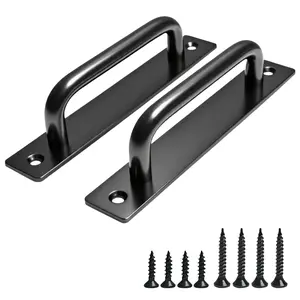 2-Pack 5.8" Barn Door Handles – Aluminum Alloy Sliding Door Pulls for Cabinets, Kitchen, Bathroom, and Closet, Black