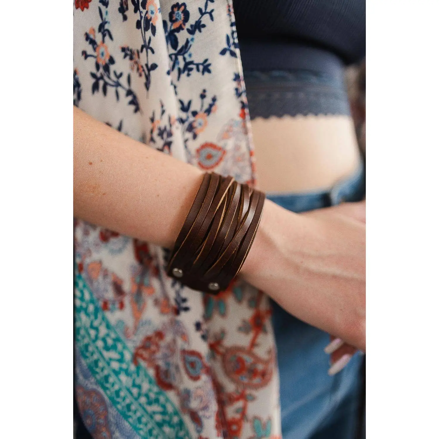 Braided Leather Cuff Bracelet w/ Adjustable Clasp