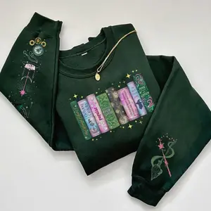 Changed For Good Literary Books Style Wicked T-Shirts, Crewneck Sweatshirts & Pullover Hoodie, Icon of Wicked Musical Print on the Sleeve Sweatshirt, Hoodie, Defy Gravity Broomstick Magic Wand Shirt, Cute Musical Fan Gift