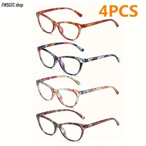 4Pcs Unisex TR90 Ultralight Anti Blue Light Presbyopia Glasses, Sport Far Sight Optical Eyewear, Multiple Diopters Comfort Eyeglasses for Men Women Daily Use