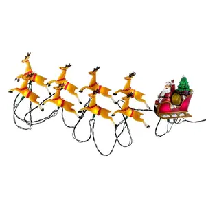 Kurt Adler Indoor/Outdoor UL 10-Light Santa Sleigh & Reindeer Light Set, 9ft