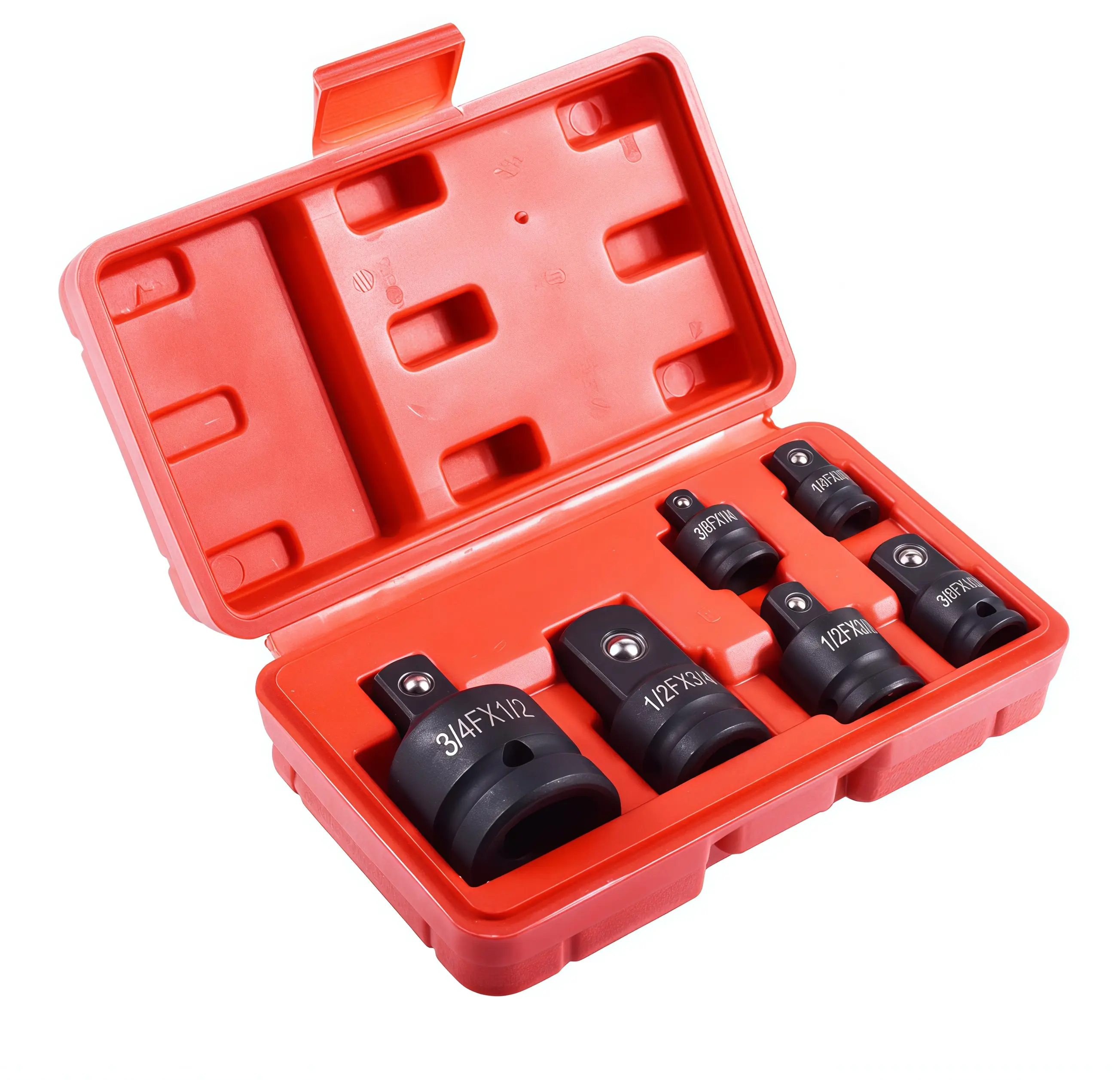 6 Pcs Impact Socket Adapter and Reducer Set, 1/4" 3/8" 1/2" 3/4" Socket Adapter, Impact Drive Socket Adapter Set with Red Case for Driver Conversions Mechanic Tools