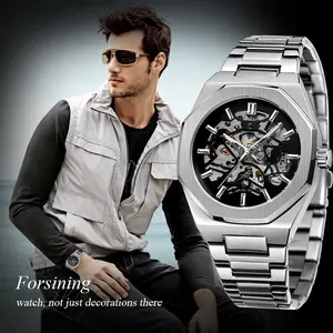 Analog Mechanical Watch for Men,Classic Business Rhinestone Decorated Fashion Luminous Hands Watch for Party, Daily Decor, Trendy Watch for Birthday Gift with Box, Fall Outfits, Fall Freshness
