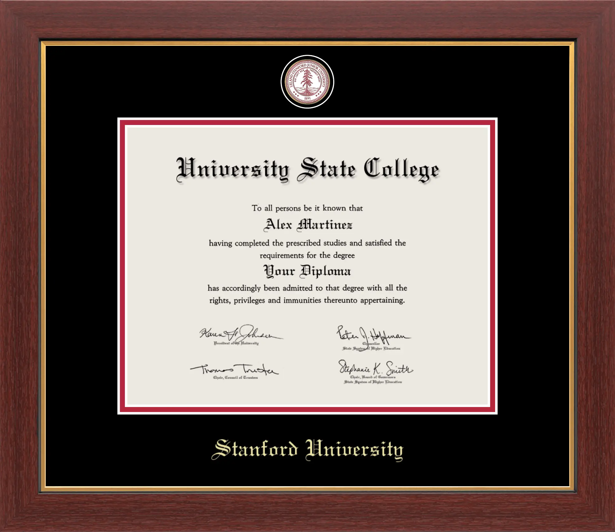 Stanford University Medallion Diploma Frame