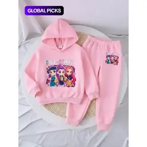 Girls’ Witch Hunter Corps Warm Hoodie & Jogger Set, Cozy Fleece-Lined Outfit for Fall and Winter, Cute Clothing Set GARMENTARY