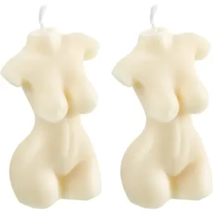 2 Pieces Female Body Shaped Soy Candle Woman Bust Candle Aesthetic Home Decoration for Christmas Bedroom Bathroom (White)