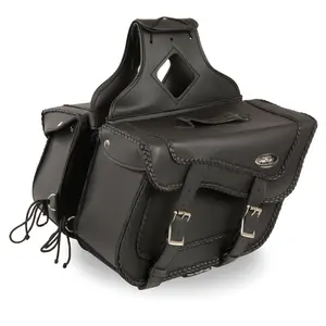 Milwaukee Leather Black Universal Fit PVC Braided Zip-Off Throw-Over Motorcycle Saddlebags - Large / Medium