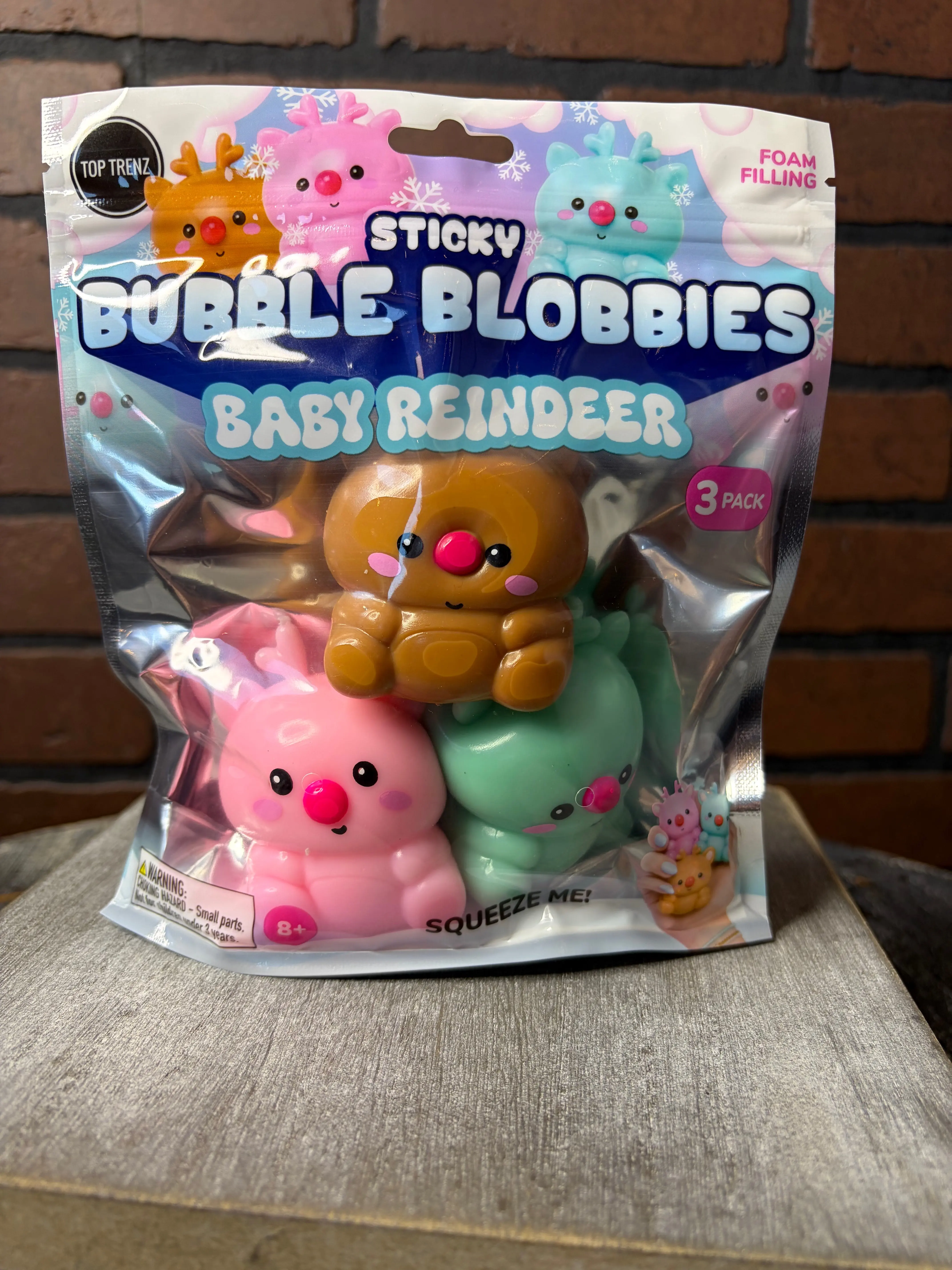 Top Trenz Sticky Bubble Blobbies - Reindeer-Colored Stress Relief Toy, Classic Novelty Toy for Kids