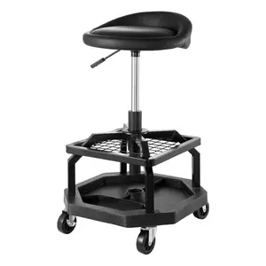 VEVOR Rolling Shop Stool, Pneumatic GarageSeat/WorkStool with 300 lbs Capacity, Adjustable Height Roller Creeper Seat, 360 Swivel Padded Workshop Stool with Casters, for Garage, Shop Auto Repair