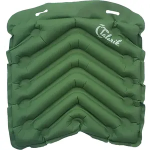 Inflatable Air Seat Lightweight Incredibly Comfortable Outdoor Air Cushion, Best Air Seat for Camping, Soft Stadium Seating, Driving Comfort in The Car, Rolls up Compact, Green and Tan