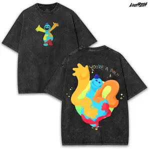 Doey the Doughman Poppy Playtime Oversized Washed Tee 260GSM Heavy Cotton | Funny Horror Game Collector Drop