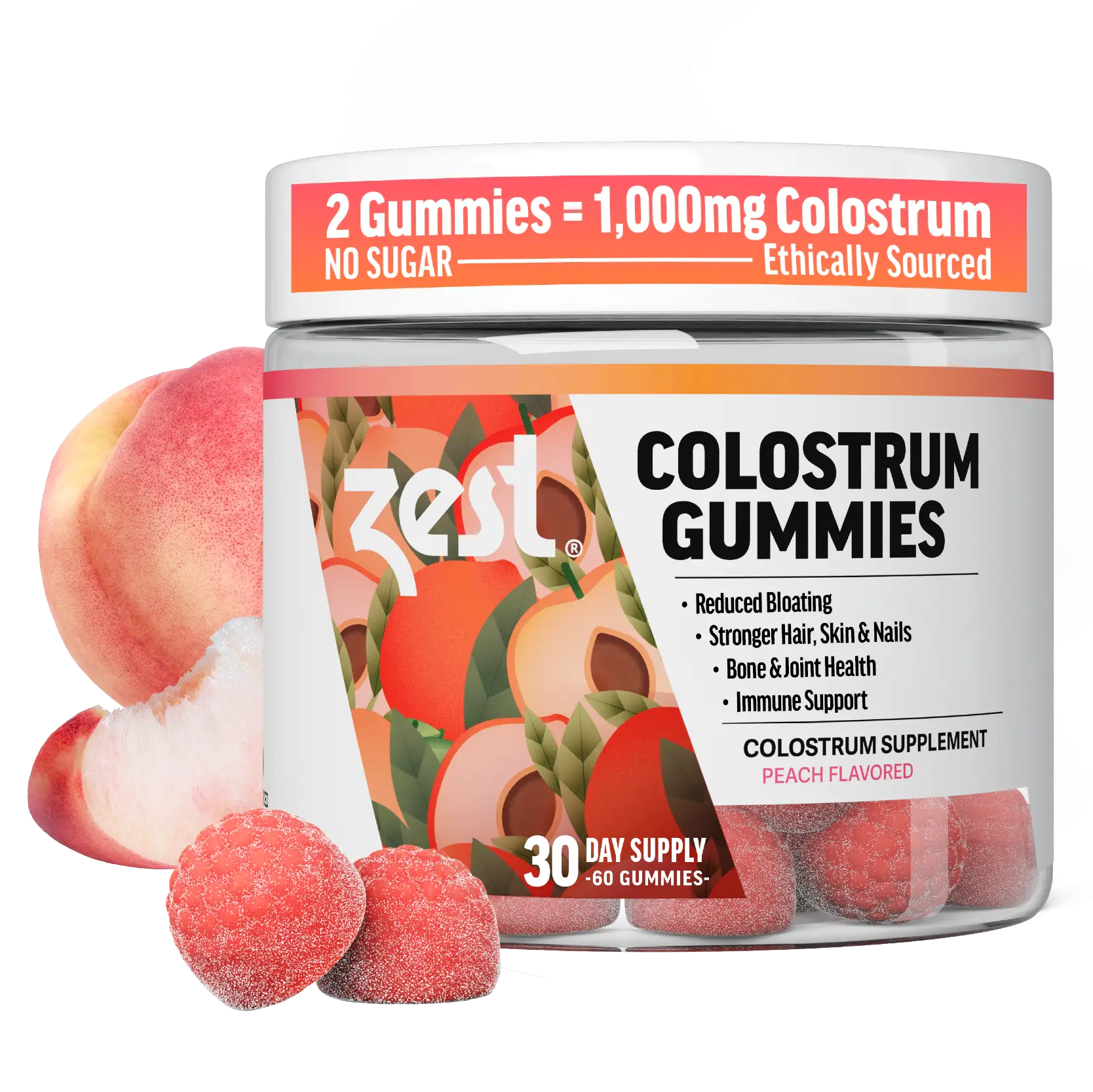 Zest Colostrum Gummies, 200+ Bioactives and High IgG for Gut Health, Stronger Im...