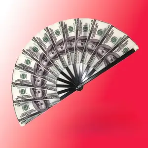 1PCS US Dollar Bill Design Plastic Folding Fan Durable Portable Hand Fan for Parties Events Fun Novelty Gift  Outdoor Events Cool Must Have Gadget