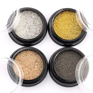 3g Nail Art Mini Stainless Steel Metal Bead Grey Rose Gold Small Micro Caviar Nails Beads 3D Decorations