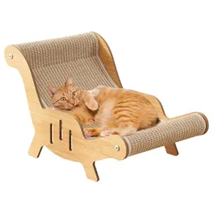 Durable Cat Scratching Post, Scratcher Board, Recycled Wood & Mdf Material, Pet Bed & Toy Combo, Self-Cleaning & Stress Relief for Cats