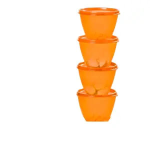 •Tupperware•Refrigerator•Bowl 1 1/2 cups/380mL Liquid/airtight seal Set includes 4 - ORANGE