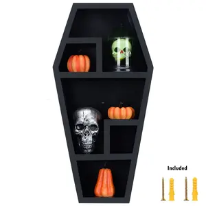 Coffin Shelf - Large - Gothic Decor for Display or Storage - 20X10X4 Inches -Wooden Shelf for Tabletop or Wall Hanging- Hardware Included- Black Room Gift