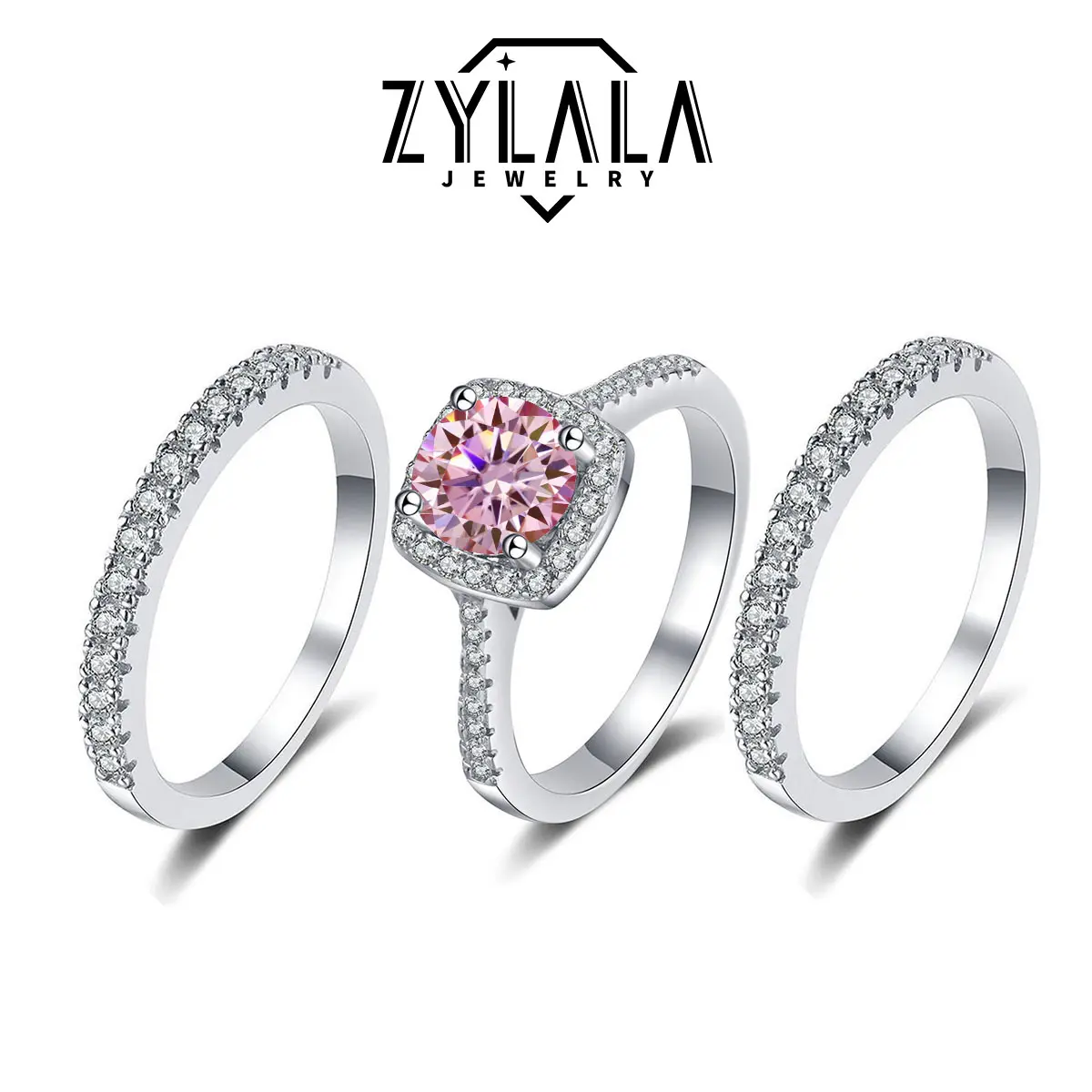 1CT Ring + 2Pcs Eternity-band