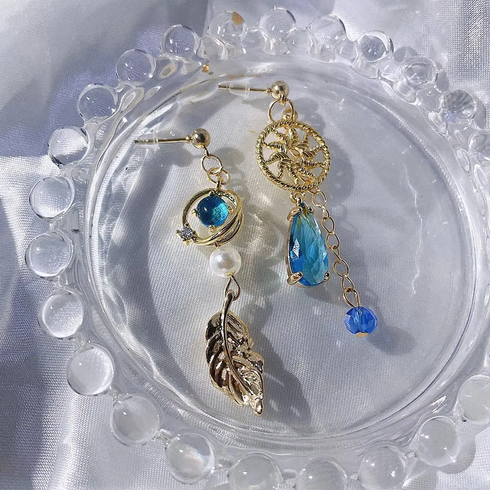 Genshin Impact Wanderer Kunikuzushi Scaramouche Balladeer Alloy Earrings - Women's 1-Size Asymmetrical Eardrops, A-Color No-Alteration DIY Cosplay Role Play Specialty DIY Jewelry Accessories, One Size