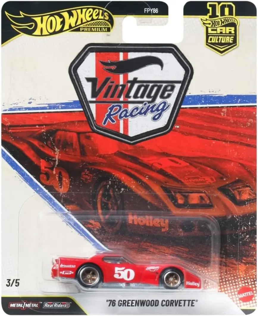 Hot Wheels Car Culture Premium 2026 Vintage Racing Series '76 Greenwood Corvette 1:64 Scale Diecast Model Car, Model Cars, Diecast Sports Model Cars