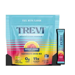 TREVI Sport Sugar Free Electrolytes - Rehydration Powder Packet Drink Mix - 20 Count - Raspberry Lemonade