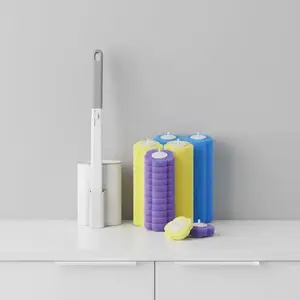 One-Use Toilet Brush Cleaning System with 24 Replacement Heads, Wall-Mounted Wand Set, Bathroom Maintenance Kit, Bathroom Cleaning Tool, Holder Included