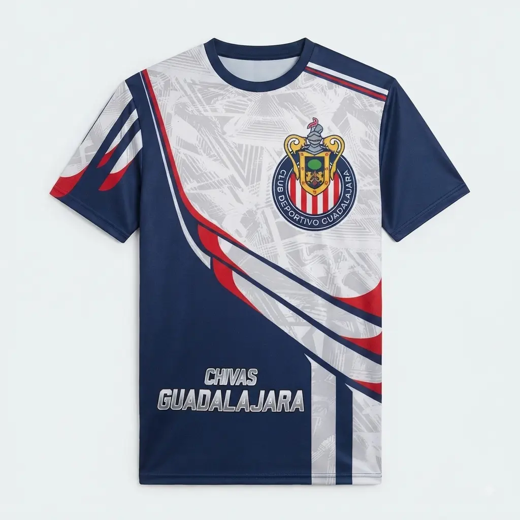 LIGA MX Chivas Guadalajara Special Design Concept Jersey, 3D All Print Soccer Shirt, Short Sleeve Football Fan Jersey for Men & Women