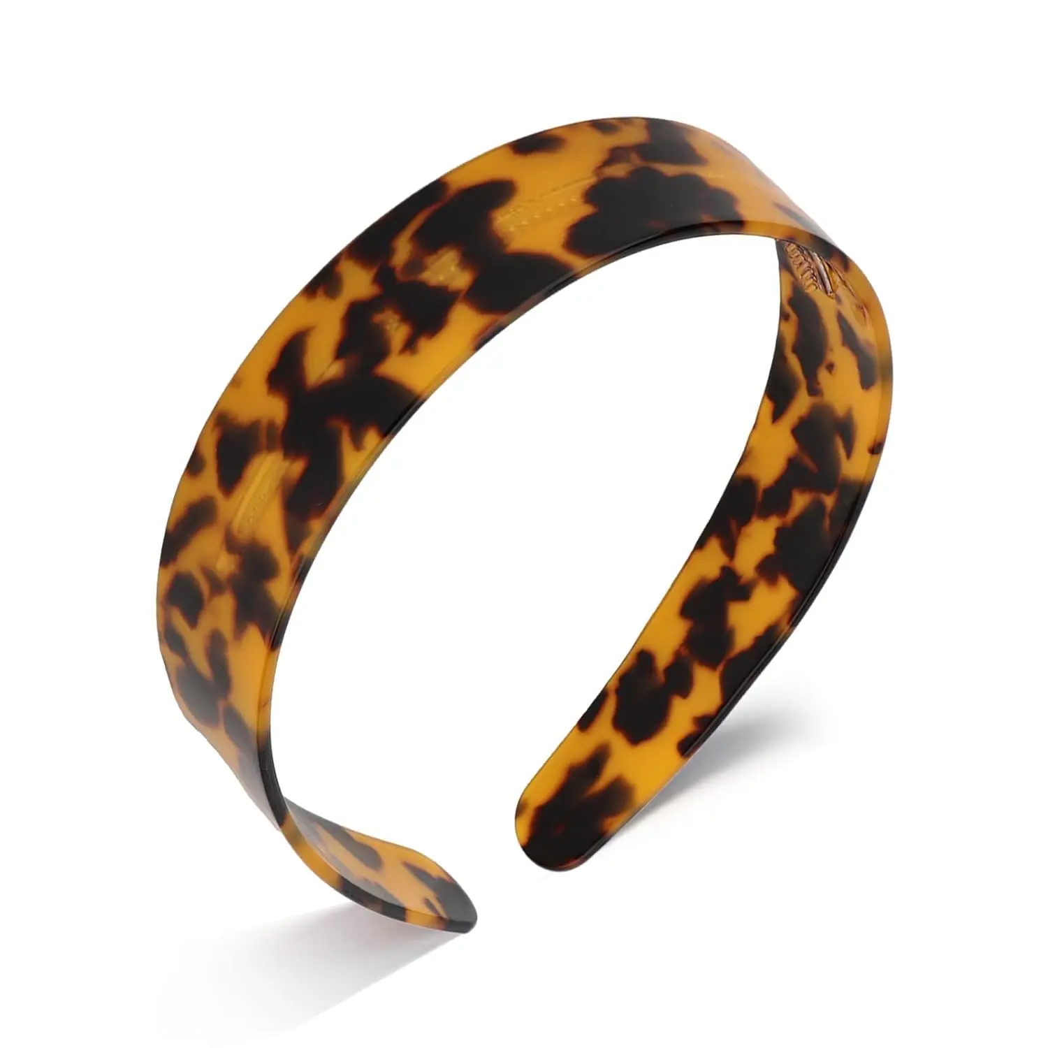 1 PCS Wide Tortoise Shell  for Women Non Slip Tortoise  With Teeth 1.7in Thick Plastic Retro Hairband for Commute Vacation Skincare Daily Hair Styling