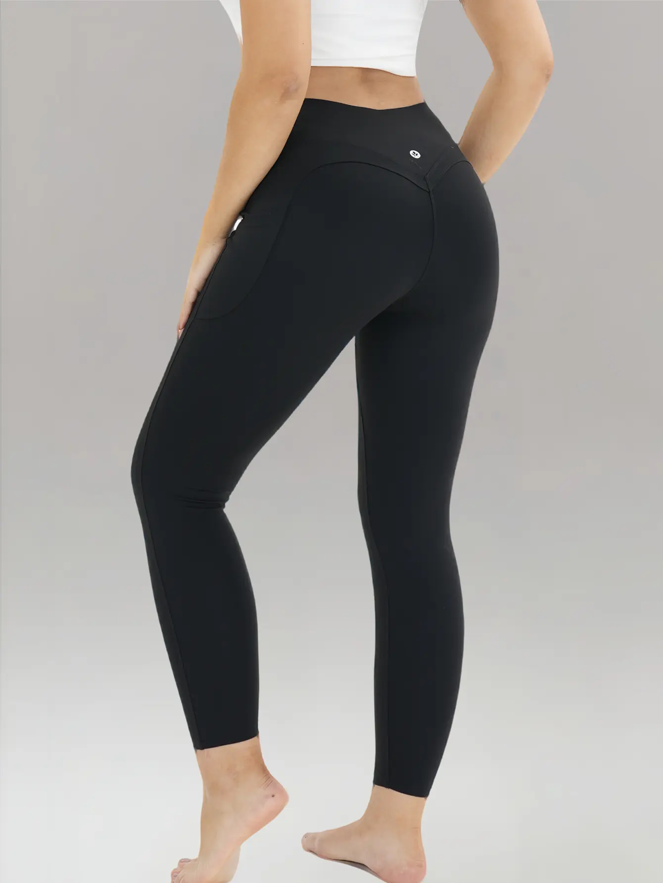 Women's High-Waist Butt-Lift Compression Leg Pants - Waistband Shaping Leggings, Tummy Control, Athletic Stretchable Polyester, Side Pockets, Machine Washable, All-Season Workout Clothes Women, Female Gym Clothes
