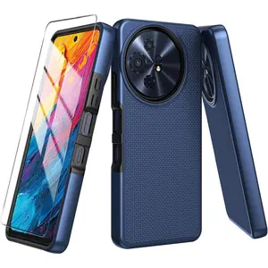 for TCL 60 XE NXTPAPER 5G/TCL 50 XL 5G Case with Tempered Glass Screen Protector,Dual Layer Heavy Duty Shockproof Protection (Blue)