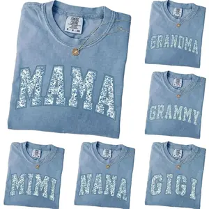 [SALE OFF 50%] Comfort Colors Custom Mama Shirt Blue jean Color, Toile Floral Mama T-Shirt, Personalized Grandma Gift, Custom Nana Shirt, Mimi Gigi Grammy Gammie Auntie Shirt, Mother's Day Gift G7K