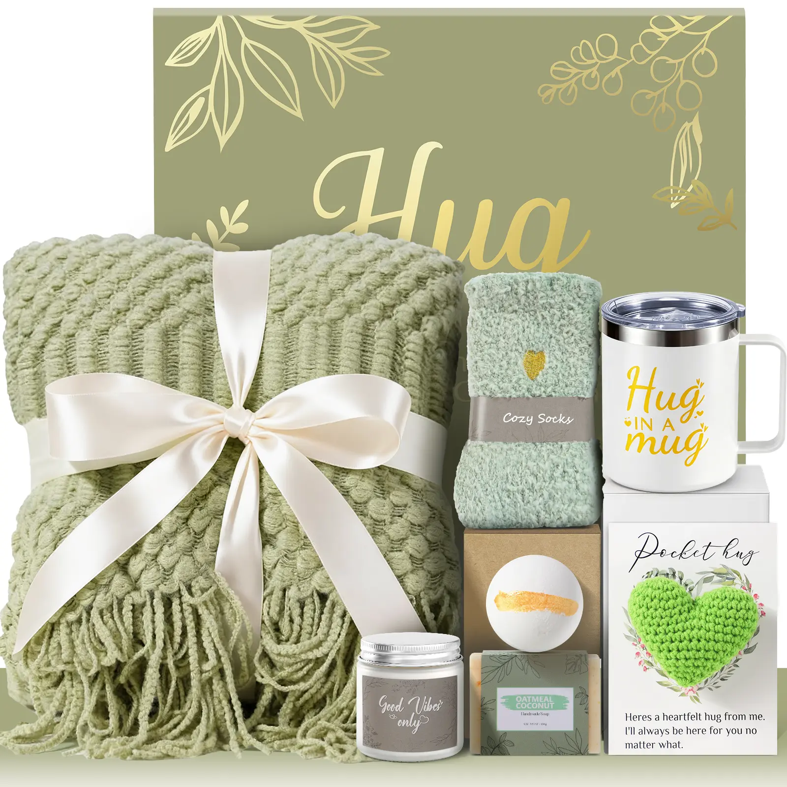 Sympathy Gift,Get Well Soon Gifts Baskets for Women Self Care Gifts, Feel Better Encouragement Gift for Women Sick Friends Mom w/ Blanket,Gifts for Mom Her Sister Grandma campingessentials