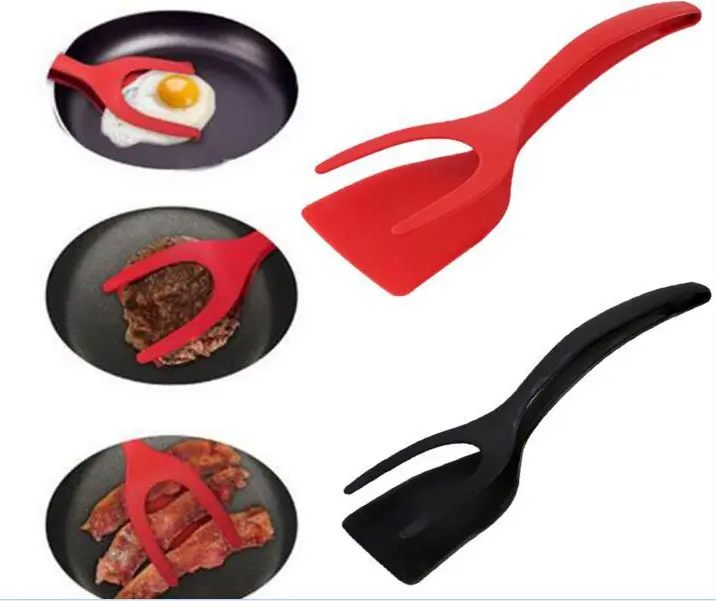 Two-in-one Pancake Flip Omelet Tongs Kitchen Lightweight Spatula Fry Utensils