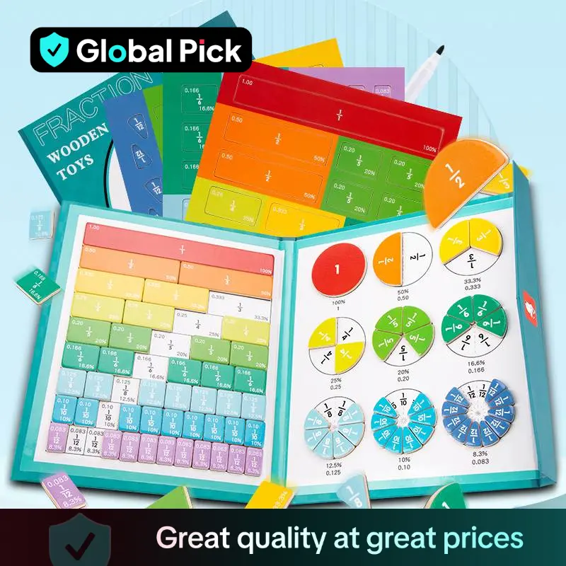 Magnetic Fraction Demonstration Book, 1 Set Math Teaching Aid, Learning Toy for Gift, Mathematical Knowledge Training Toys, Interactive Game Props, Ed