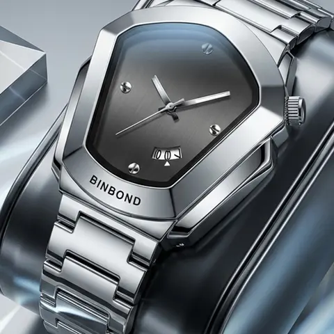 Trendy Irregular Men's Watch Shield Case Quartz Strap, Versatile Business Commute Wristwatch, Gift Box Mechanical Style, Minimalist Dial, Modern Fashionable Wristwatch, Stylish Watch, Analog Quartz