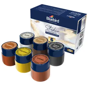 Bluebird Studio Acrylic Paints, Pearlescent Colors, 6-Pack 0.85 Fl Oz each, Basic Acrylic Paint For Kids, Students & Beginner Artists
