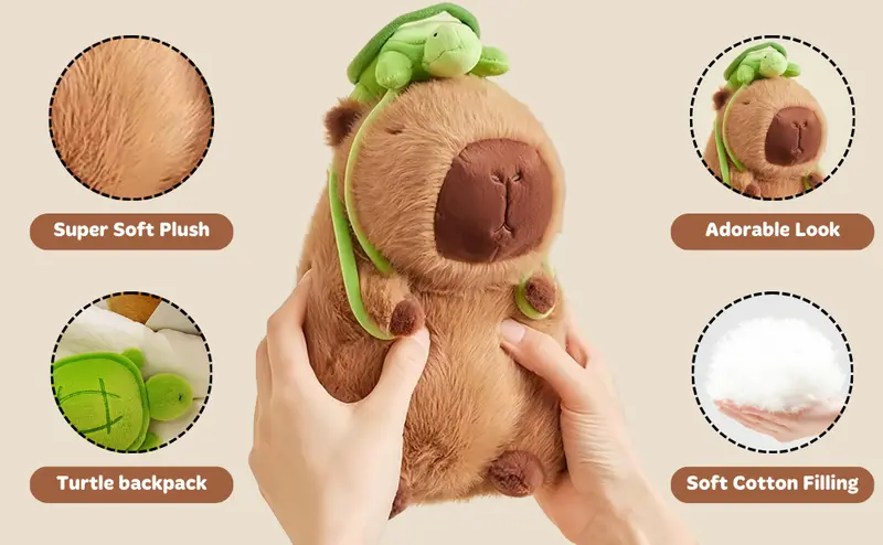 Capybara Plush Toy, Lightweight Soft, Soft & Comfy Plush Toy, Birthday & Holiday Gift for Boys & Girls, Cute Simulation Stuffed Animal for Home Sofa & Bed Decoration Summer, Soft Stuffed Animals, Super Soft Fluffy