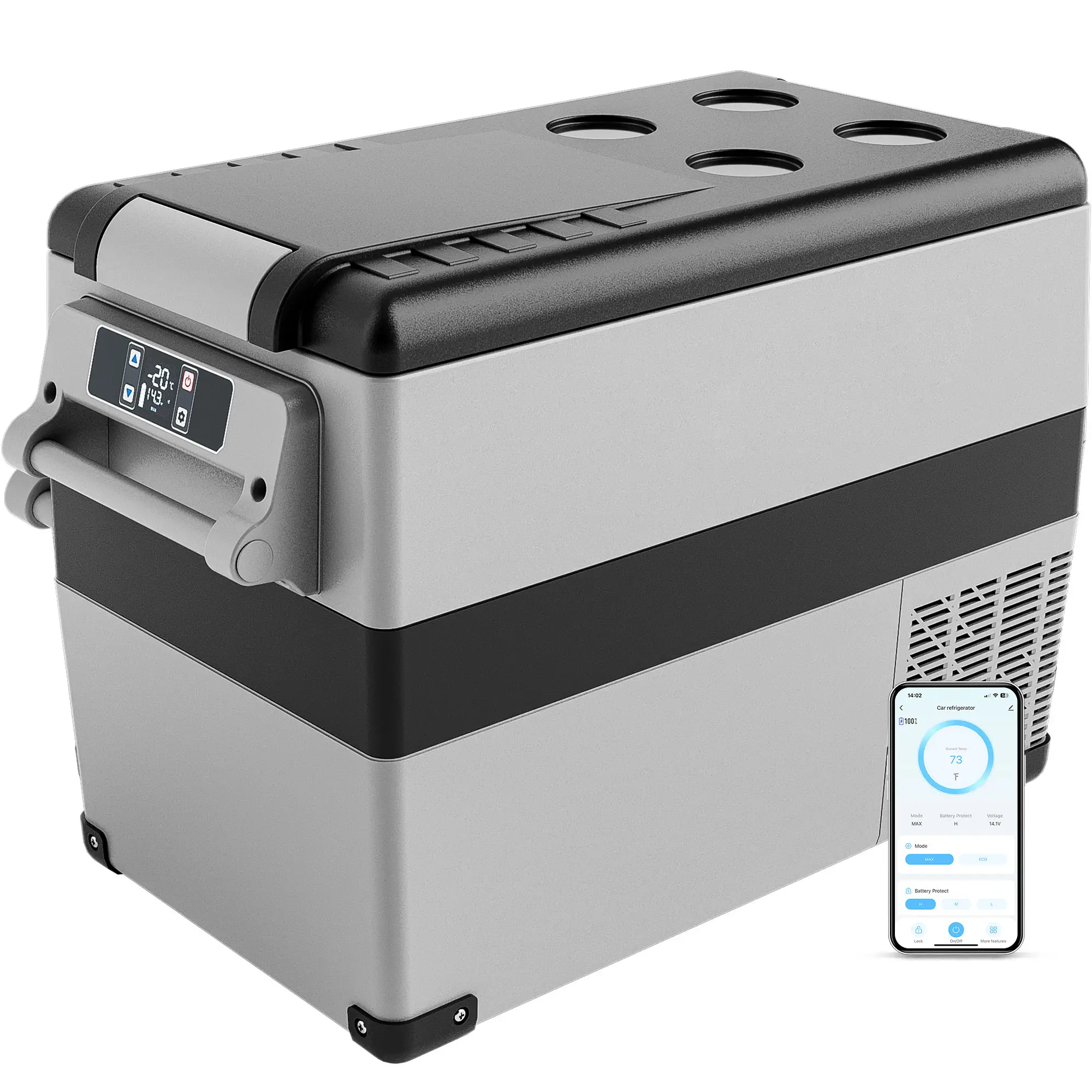 EUHOMY 12 Volt Car Refrigerator, 48 Quart(45L) Car Fridge Electric Cooler APP Control,12V Refrigerator -4℉~68℉ with 12/24V DC & 110-240V AC, Portable