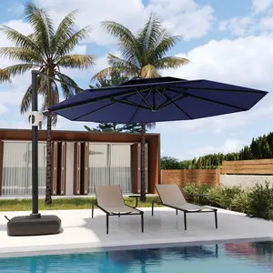 11 Ft Double Roof Round Offset Cantilever Patio Umbrella